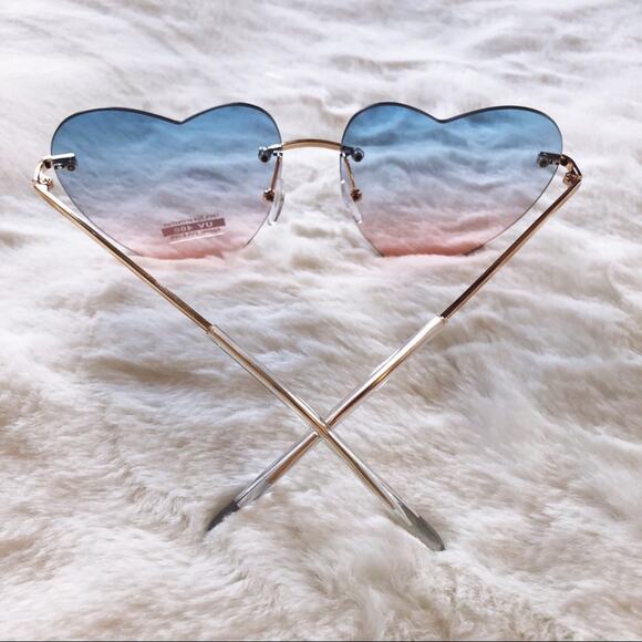 Miley Blue & Pink Gradient Heart Sunglasses - Picture 9 of 10